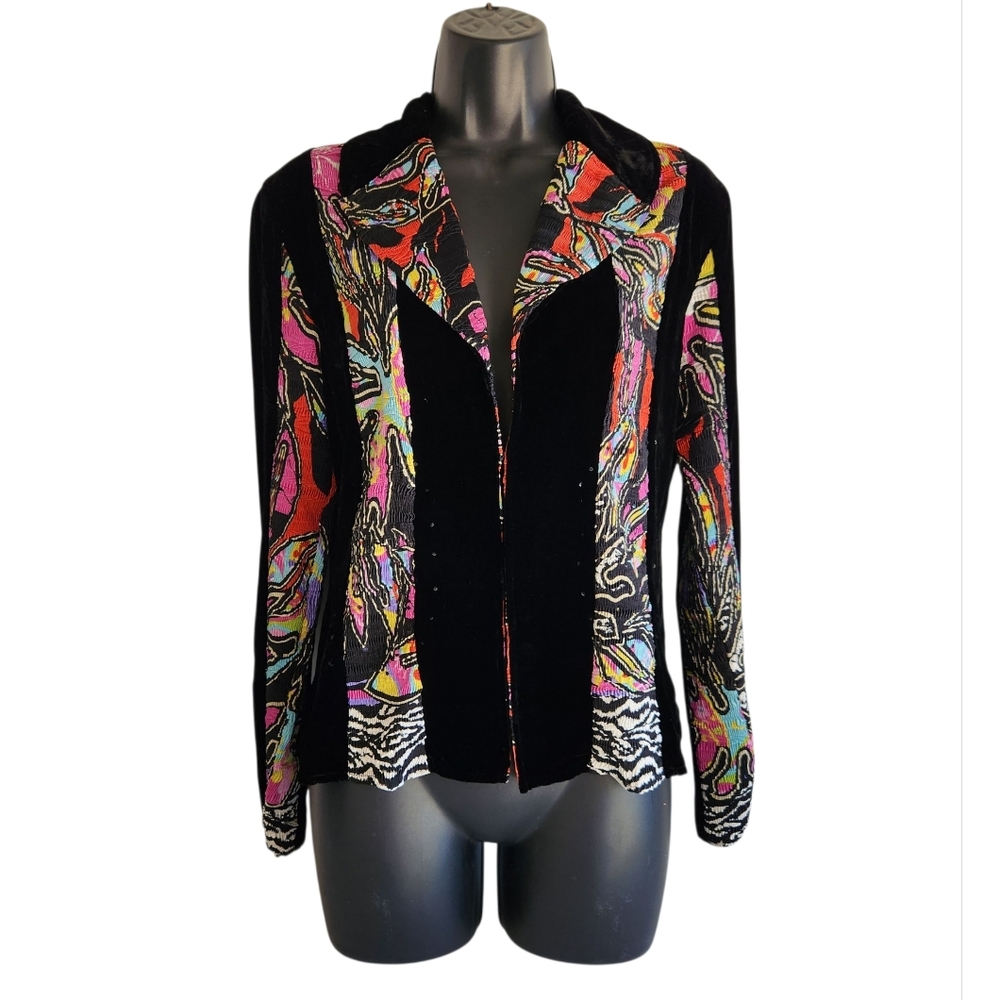 Alberto Makali Crop Velvet and Plise Cardigan Jacket Art to Wear Size M - Picture 4 of 14